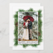 Waterverf Pines Lijst Prettige feestdagen Feestdagenkaart (Voorkant / Achterkant)