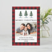 Waterverf Pines met kerstfoto's Feestdagenkaart (Staand voorkant)