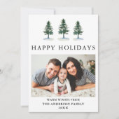 Waterverf Pines Prettige feestdagen Foto Modern Feestdagenkaart (Voorkant)