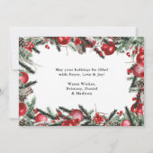 Waterverf Pines Red Ornaments Feestdagenkaart (Achterkant)