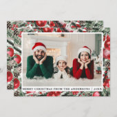 Waterverf Pines Red Ornaments Feestdagenkaart (Voorkant / Achterkant)