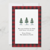 Waterverf Pines Rood Plaid Foto Feestdagenkaart (Achterkant)
