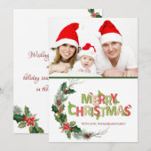 Waterverf PineTree Branches Foto met prettig kerst (Voorkant / Achterkant)