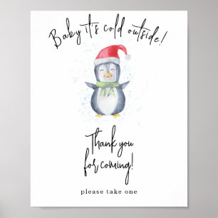 Waterverf pinguïn - Bedankt voor je komst Poster