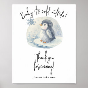 Waterverf pinguïn - Bedankt voor je komst Poster