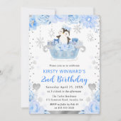 Waterverf Pinguïn Bloemen 2e Verjaardag Kaart (Voorkant)