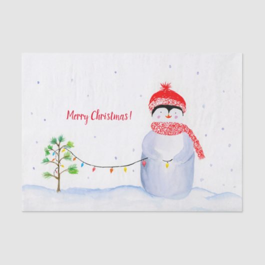 Waterverf pinguïn met valslicht tissuepapier (Voorkant)