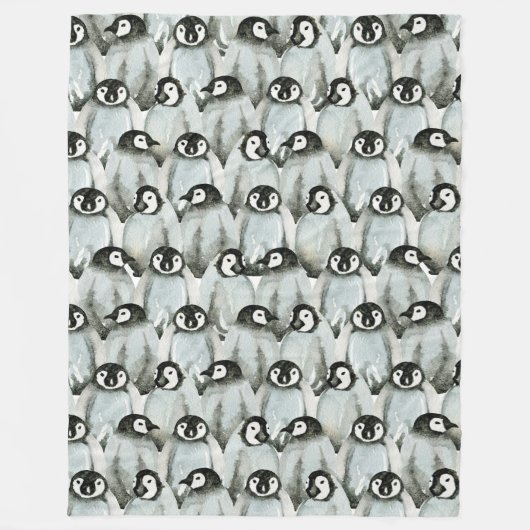 Waterverf Pinguïn Patroon Fleece Deken (Voorkant)