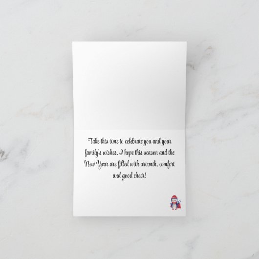 Waterverf Pinguïn Sneeuw Kleurrijk Vrolijk Kerstfe Feestdagen Kaart (Binnen)