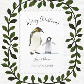 Waterverf Pinguïn Vrolijk Kerstfeest Vrolijk helde Feestdagenkaart