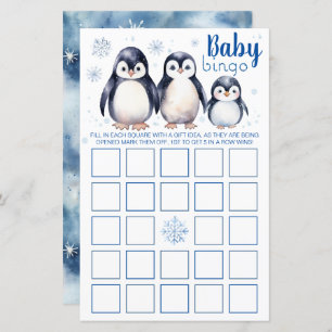 Waterverf Pinguïns Baby Bingo Baby shower spel