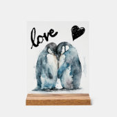 Waterverf pinguïns in liefde cadeau voor Valentijn Acryl Bord (Voorkant)