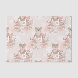 WATERVERF PINK BABY GIRL TEDDY BEAR BLOCKS TISSUEPAPIER