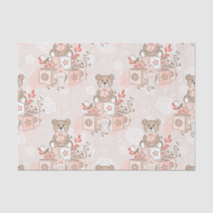 WATERVERF PINK BABY GIRL TEDDY BEAR BLOCKS TISSUEPAPIER