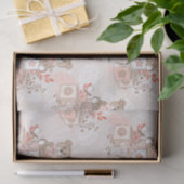 WATERVERF PINK BABY GIRL TEDDY BEAR BLOCKS TISSUEPAPIER (Geschenk)