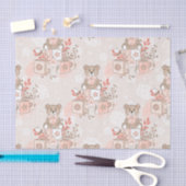 WATERVERF PINK BABY GIRL TEDDY BEAR BLOCKS TISSUEPAPIER (Craft)