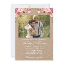 Waterverf Pink Blush Floral Foto Weddenschap Kraft