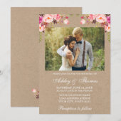 Waterverf Pink Blush Floral Foto Weddenschap Kraft Kaart (Voorkant / Achterkant)