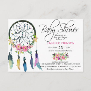 Waterverf Pink Boho Dreamweaver Baby shower Kaart