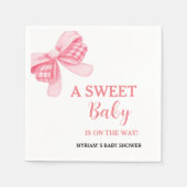 Waterverf Pink Bow Baby shower Onderweg Servet (Voorkant)