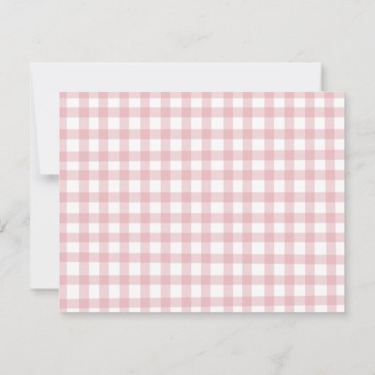 Waterverf Pink Bow gingham Baby meisje Bedankkaart (Achterkant)