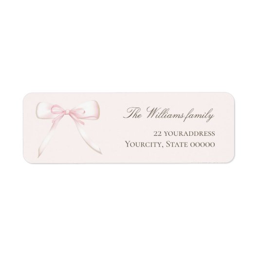 waterverf Pink Bow Label (Voorkant)