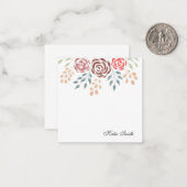 Waterverf Pink Burgundy Red Floral en Greenery Notitiekaartje (Voorkant / Achterkant in situ)