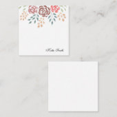 Waterverf Pink Burgundy Red Floral en Greenery Notitiekaartje (Voorkant / Achterkant)