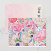 Waterverf Pink en Blush Peonies lente zomer Notitiekaartje (Voorkant / Achterkant)
