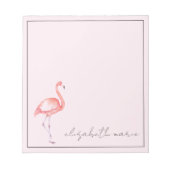Waterverf Pink Flamingo gepersonaliseerd Notitieblok (Voorkant)