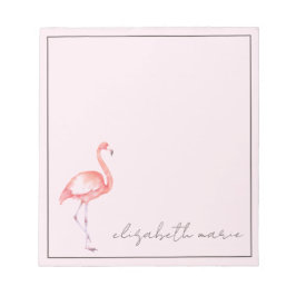 Waterverf Pink Flamingo gepersonaliseerd Notitieblok