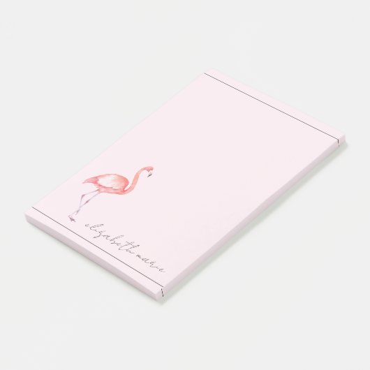Waterverf Pink Flamingo gepersonaliseerd Post-it® Notes (Schuin)