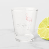 Waterverf Pink Flamingo gepersonaliseerd Shot Glas (Achterkant)