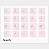 Waterverf Pink Flamingo gepersonaliseerd Vierkante Sticker (Vel)