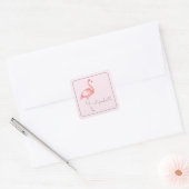 Waterverf Pink Flamingo gepersonaliseerd Vierkante Sticker (Envelop)