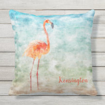 Waterverf Pink Flamingo | tropisch strand