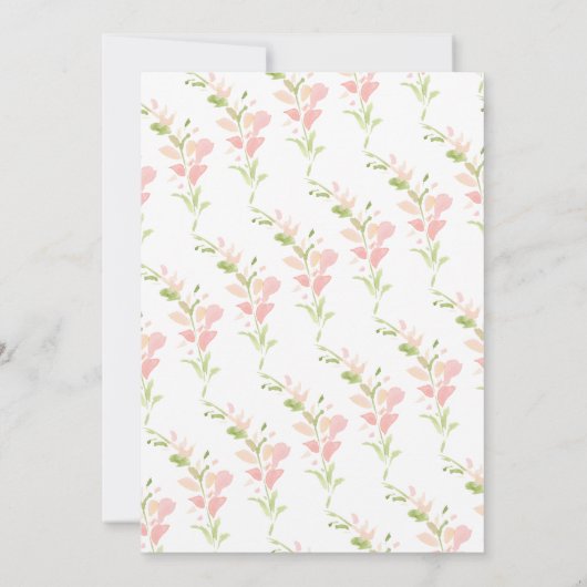 Waterverf Pink Floral Baby shower Brunch Kaart (Achterkant)