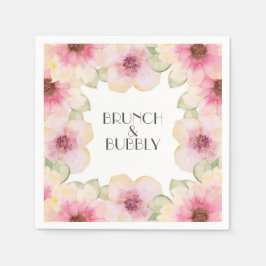 Waterverf Pink Floral Brunch & Bubble Servet