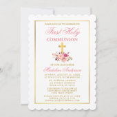 Waterverf Pink Floral First Community Gold Kaart (Voorkant)