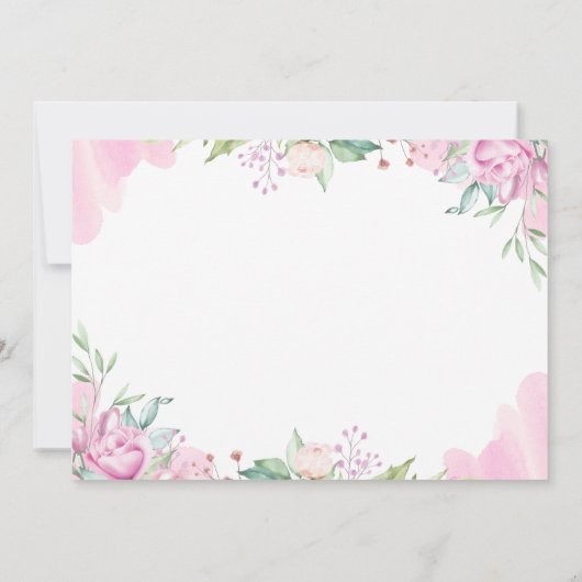 Waterverf Pink Floral First Heilige Communfoto Kaart (Achterkant)