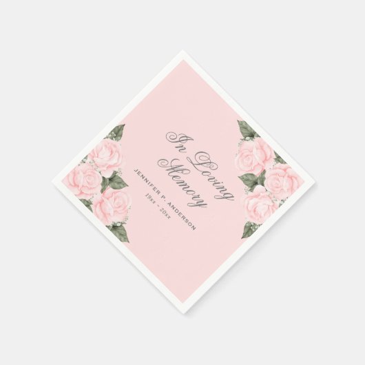 Waterverf Pink Floral Funeral Memorial Servet (Hoek)