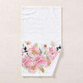 Waterverf Pink Floral Garden Bad Handdoek (Handdoek)