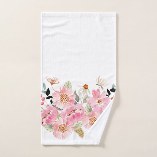 Waterverf Pink Floral Garden Bad Handdoek (Handdoek)