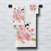 Waterverf Pink Floral Garden Bad Handdoek