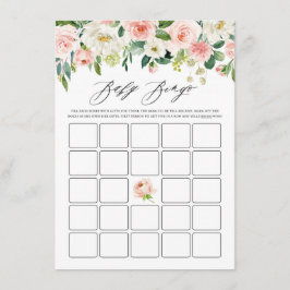 Waterverf Pink Floral Garland Baby shower Bingo Informatiekaartje