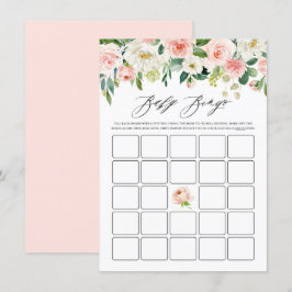 Waterverf Pink Floral Garland Baby shower Bingo Informatiekaartje