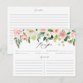 Waterverf Pink Floral Garland Recipe Kaart (Voorkant / Achterkant)
