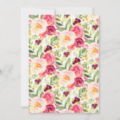 Waterverf Pink Floral Gold Confetti Birthday Kaart (Achterkant)