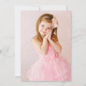 Waterverf Pink Floral Gold First Communetfoto Kaart (Achterkant)