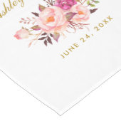 Waterverf Pink Floral Gold Wedding Medium Tafelloper (Hoek)